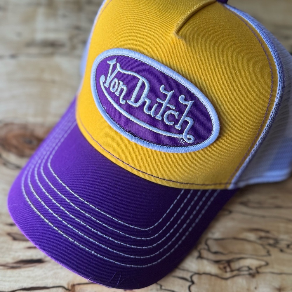💛💜SALE! $4.99 SHIPPING! NWT Von Dutch Purple Gold Trucker Hat - Adjustable